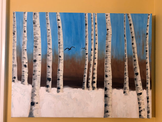 3D Birch Trees Painting