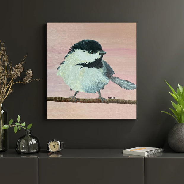 Pink Chickadee Original Painting