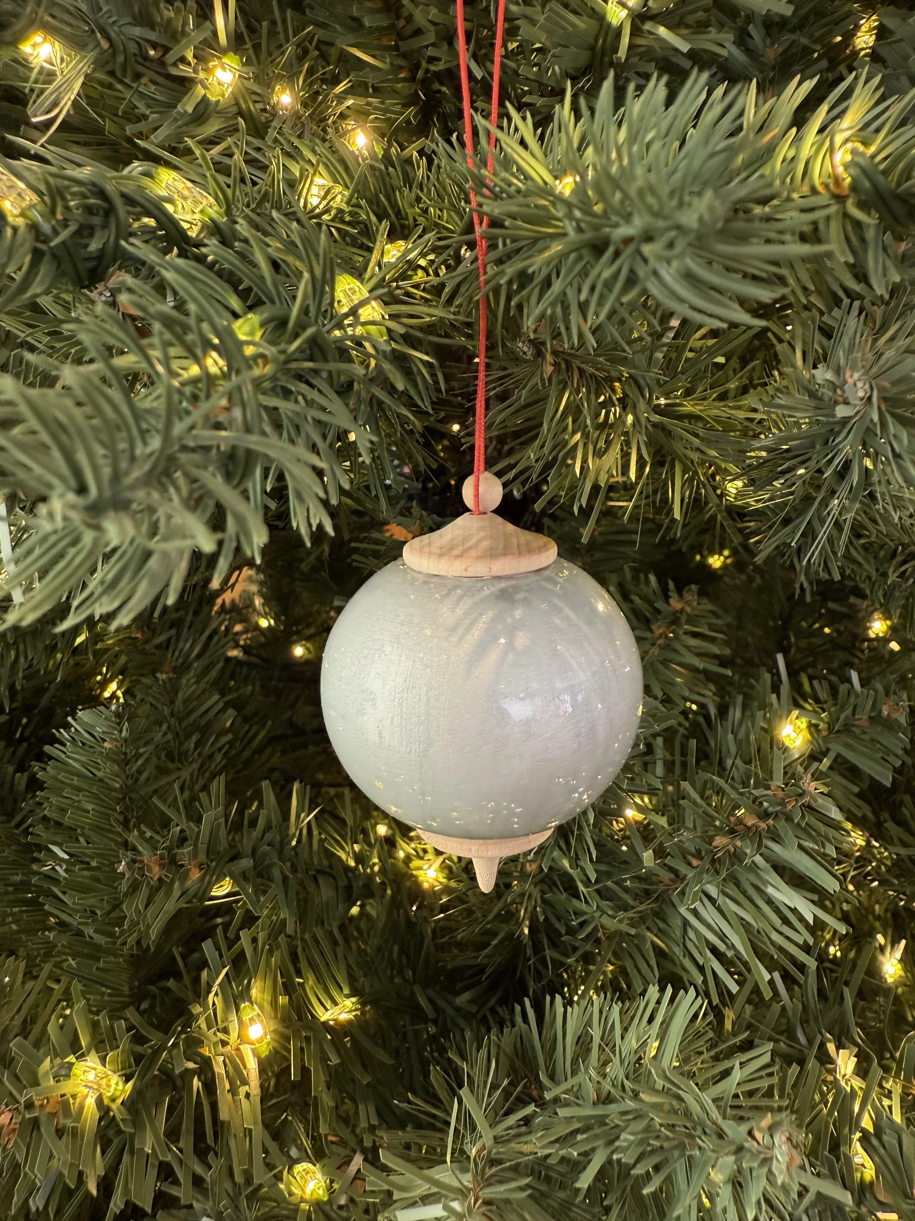Iridescent Silver Bauble Ornament