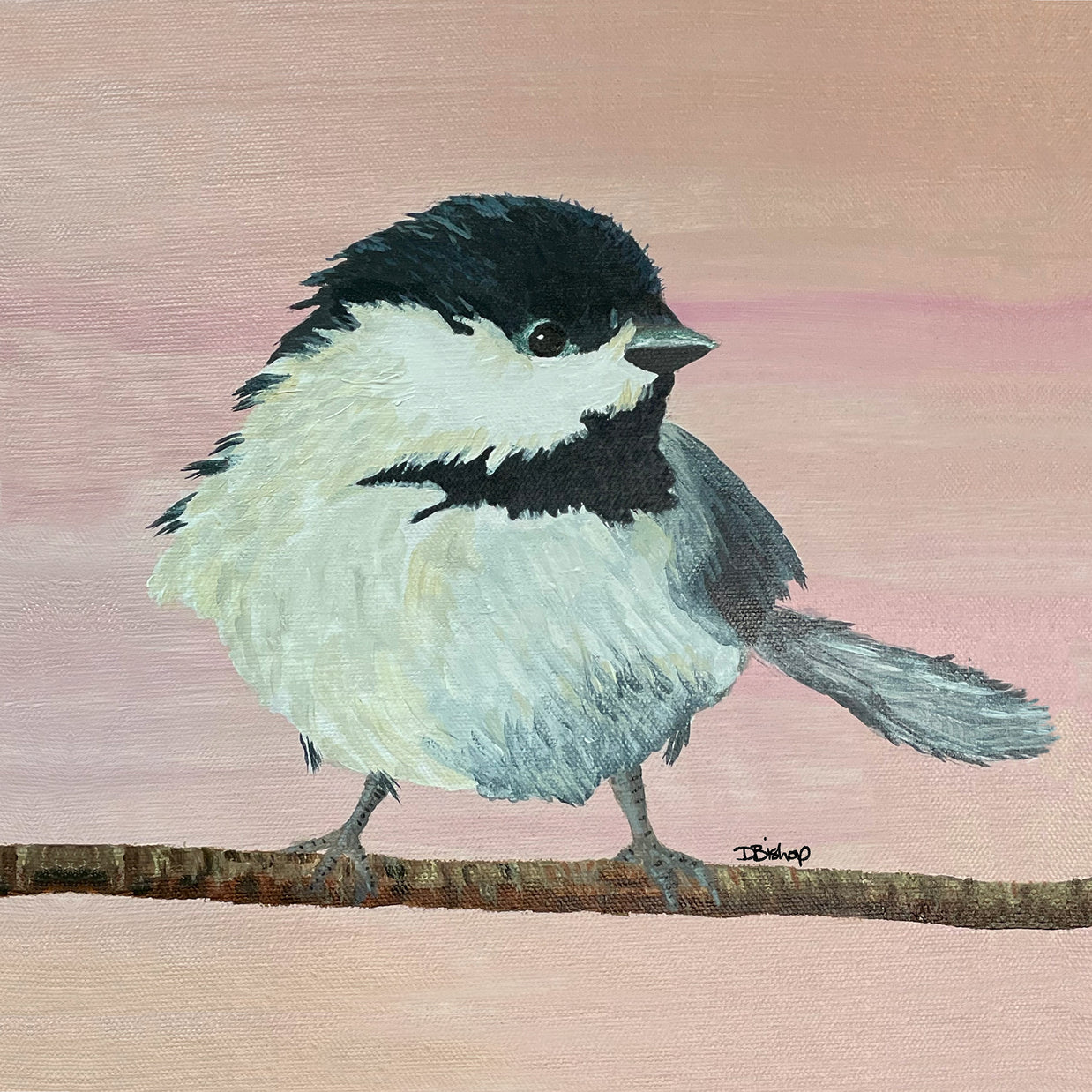 Pink Chickadee Original Painting