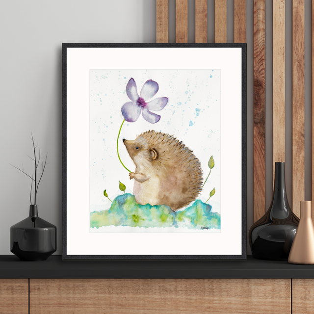 Hedgehog With Flower Prints