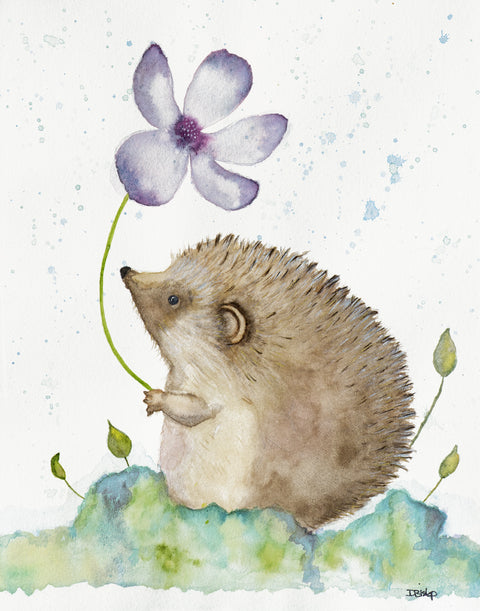 Hedgehog With Flower Prints